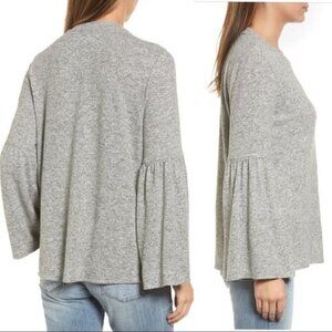 Gibson Gray Knit Crewneck Bell‎ Sleeve Sweater M